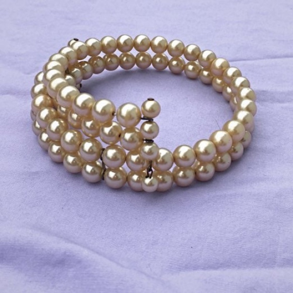 Vintage Pearl Beaded Wrap Cuff Choker Necklace